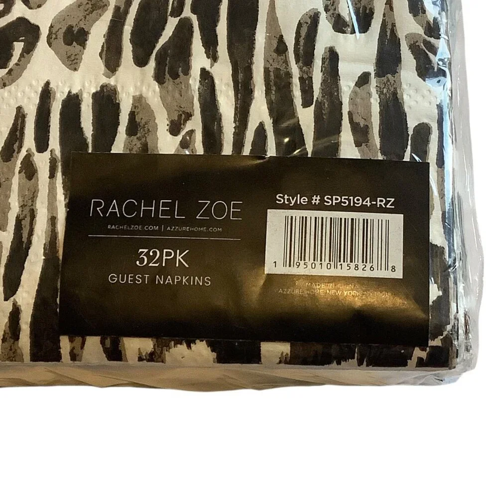 Rachel Zoe 32-Pack Disposable Guest Napkins Black & White Animal Print 8